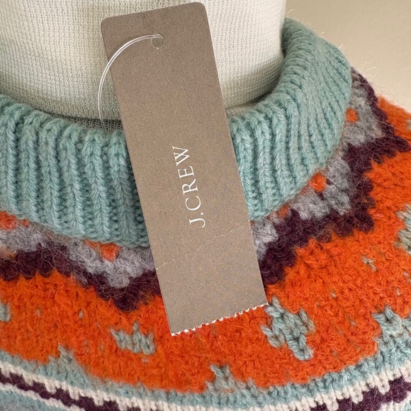 J.Crew Fair Isle Sweater – Seafoam Green Multicolor – NWT – Winter Knit Size S - Picture 5 of 6